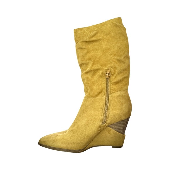 Jessica Simpson Helveta 2 Wedge Boot Tan Suede Size 6.5 Slouch Zip - Picture 9 of 12